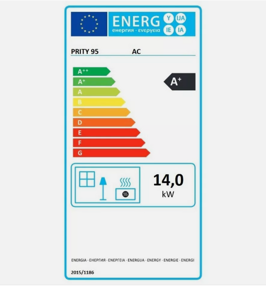 Prity AC energy label — A+ energy class, 14 kW