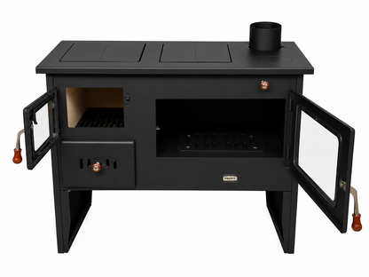 Prity 2P50 — Open oven and firebox doors