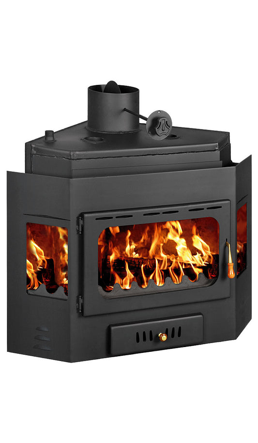 Prity A W16 Wood Burning Fireplace Insert with Boiler