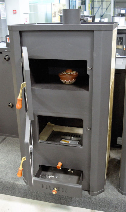 Prity FG W20 — Open oven, firebox and ash drawer
