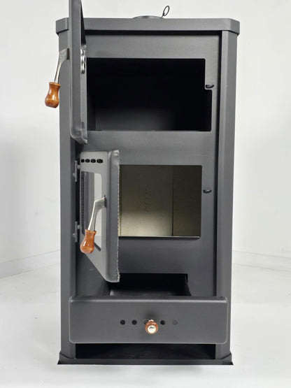 Prity FM — Open oven and firebox doors