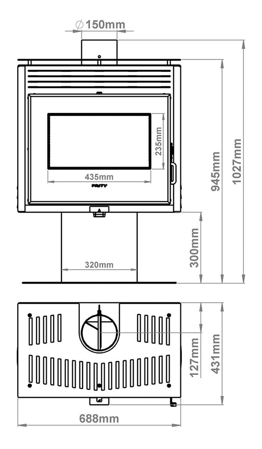PRITY PM3L E Wood-Burning Stove – 10.8 kW – image 2