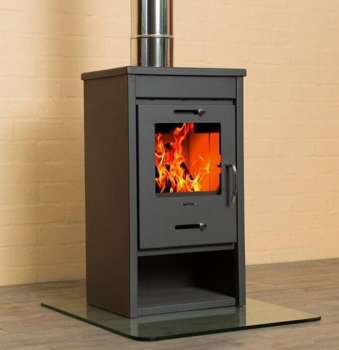 Deluxe LG — Wood-burning stove in a room setting
