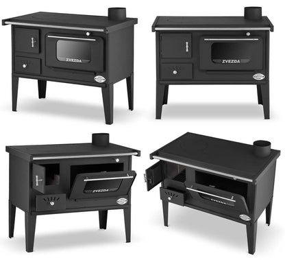 Zvezda Narodna with Steel Top and Glass Door Wood-Burning Cooker – 6.1 kW – image 2