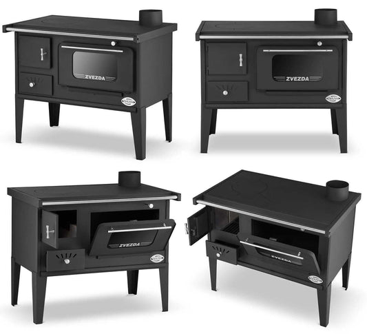 Zvezda Narodna with Steel Top and Glass Door Wood-Burning Cooker – 6.1 kW – image 2